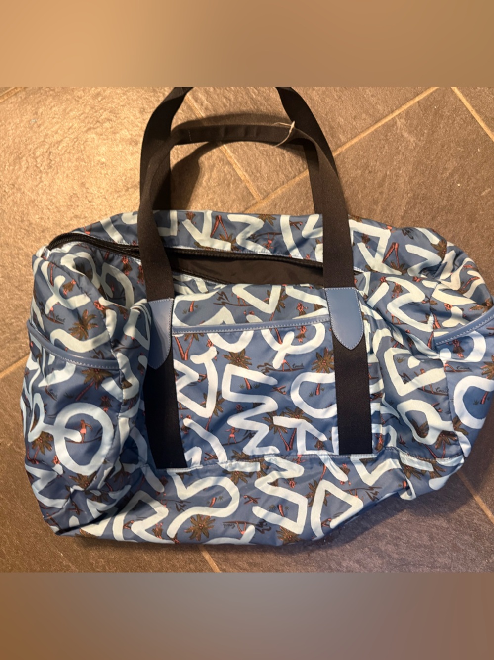 Coach Light Blue Graphic Travel Duffel Bag